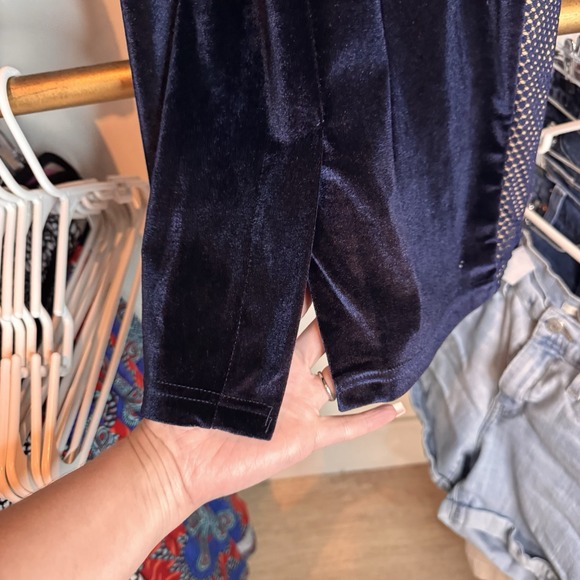 Papaya‎ Velvet Bustier BodyCon Dress Blue Velvet With Mesh Accents Size Large - Picture 6 of 9